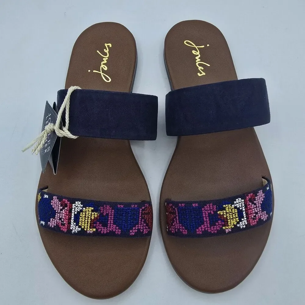 Joules Fenthorpe Women's size 6 Flower Suede Flat Sandals Shoe